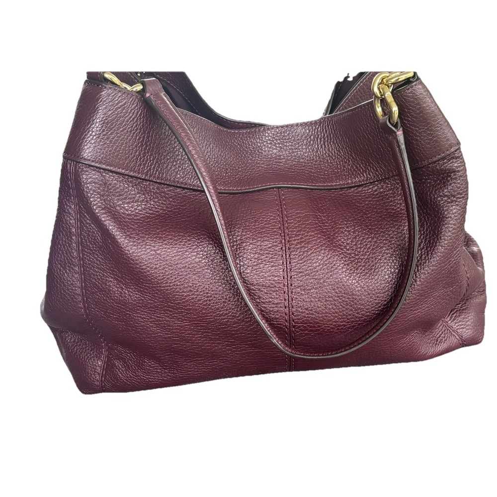 Coach Lexy Shoulder Bag Oxblood Pebbled Leather Large Hobo Tote - Picture 9 of 11